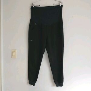 FIGS Zamora Maternity Scrub Pants Womens MPetite Black Technical